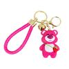 Resin Lovely Strawberry Bear Keychain Charming Cartoon Bear Pendant Cars For