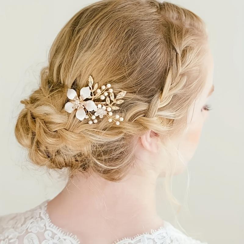 

1PC Gold Handmade Pearl Flower Hairpin Women Photo Styling Banquet Party Hair Accessories золотой