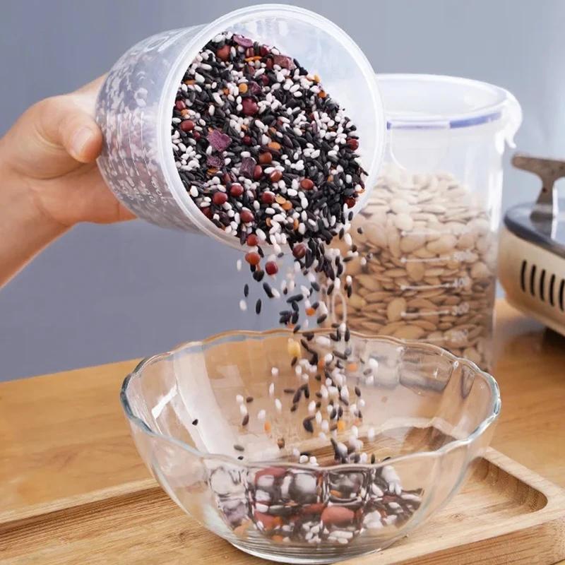 1/4PCS Sealed Jars With Scale Grain Crisper Kitchen Refrigerator Organize Sealed Container Clear Jar Spice Sugar Storage Boxes