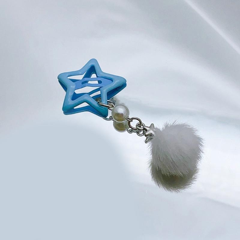 Kleiner Stern Haarspange für Mädchen Retro Haarspange Accessoire Pelziger Ball Anhänger Haarspange