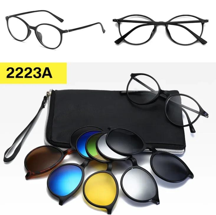 21 Stile Magnet mit 5 Clips Sonnenbrille Grauer Rahmen Individuelle Sehstärke Myopie 0 -0,5 -1 -1,5 -2 -3 -4 -5 -5,5 -6