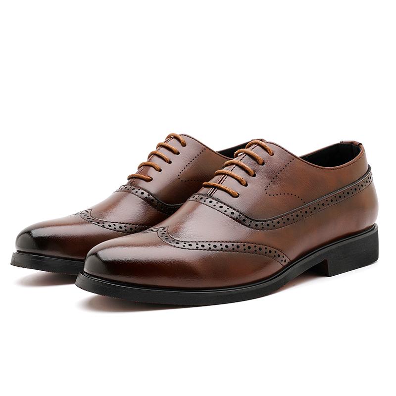 Fashion Large Size 38-48 Men Business Brogue Leather Shoes Men Casual Comfortable Breathable Office Leather Shoes Wedding Banquet Shoes