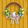 Easter Wreath Foam Egg Door Hanging Wreath Linen Bow Door Hanging Decoration