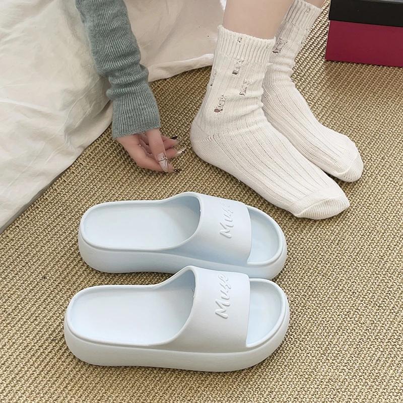 Fashion New Summer Beach Thick Sole Eva Slippers Women Thick Platform Indoor Home Slides Woman Lightweight Non Slip Bathroom Flip Flops