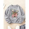 Kids Crewneck Sweatshirt, Artistic Brushstroke Bow Bouquet Print Long Sleeve Top for Autumn Winter