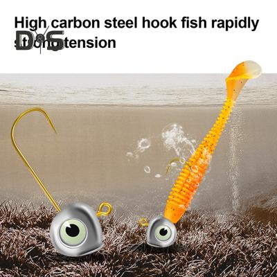 10 Teile/satz 2/3/5/7G 3D Augen Angelhaken Heavy Duty Metall Stacheldraht Jig Kopf Haken Süßwasser Salzwasser Outdoor Angeln Zubehör