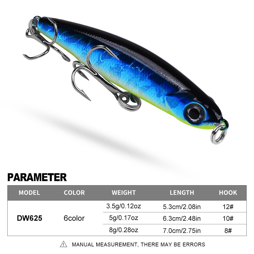 Lure False Bait 3.5g 5g 8g Simulated Bait Bent Mouth Sea Bass Through Kill Fish Bait with Blood Tank Hook Configuration