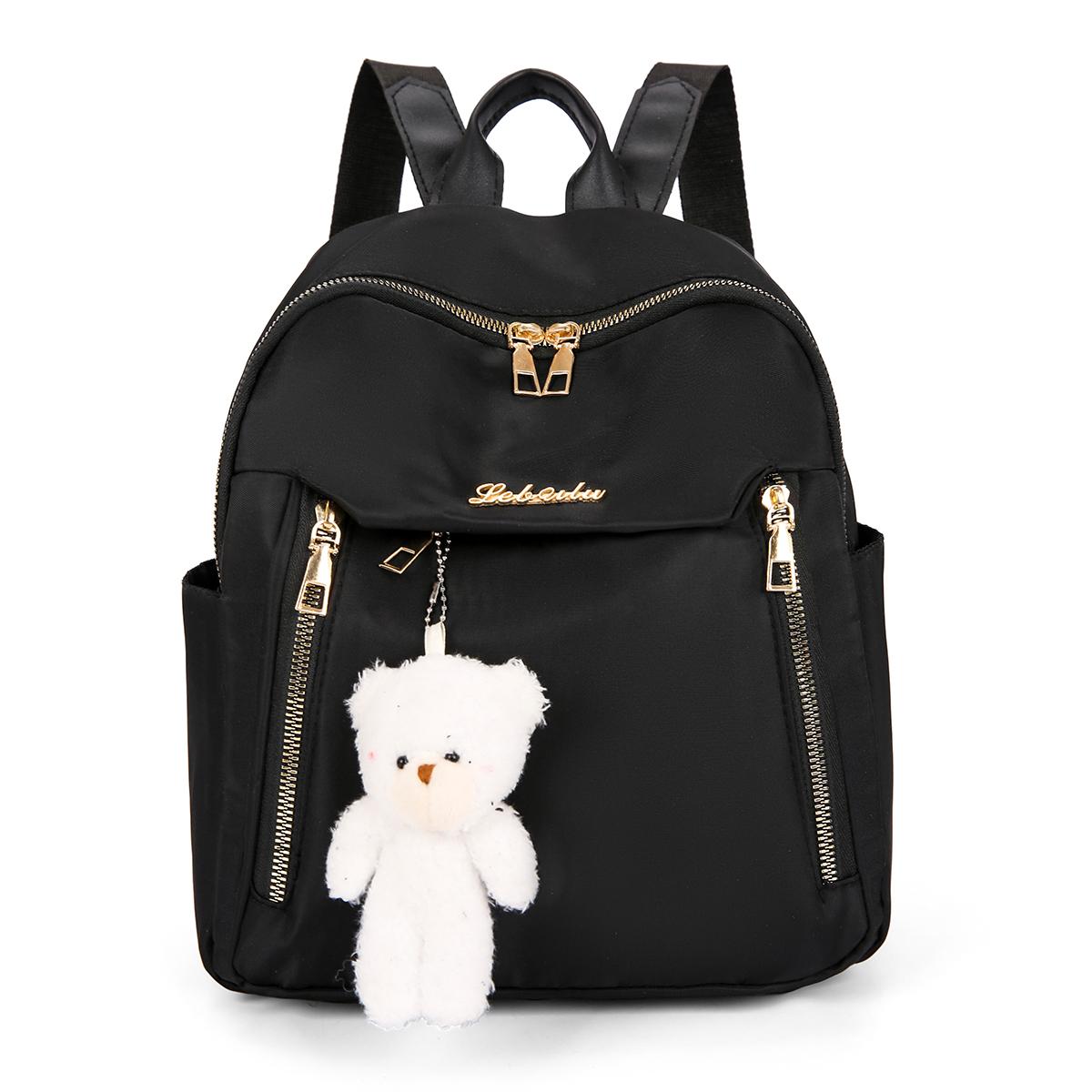 

Модный рюкзак для женщин, легкий, большой емкости, нейлоновый, с несколькими карманами и милой подвеской в виде медведя, для повседневного использования, поездок на работу и за покупками