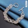 925 Sterling Silver Hollow Round Chain Bracelet Wedding Fashion, Wedding Jewelry