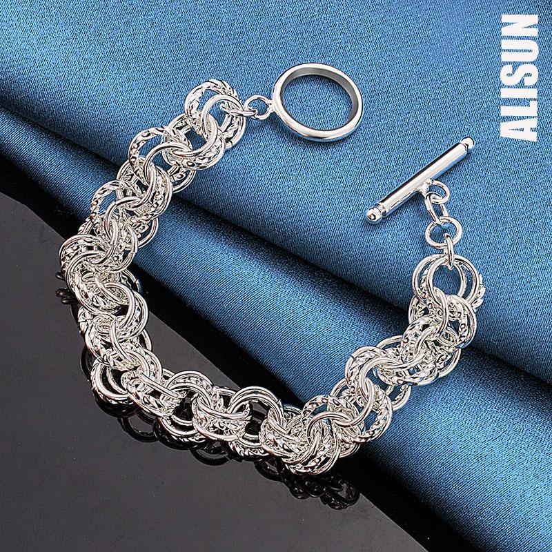 925 Sterling Silver Hollow Round Chain Bracelet Wedding Fashion, Wedding Jewelry