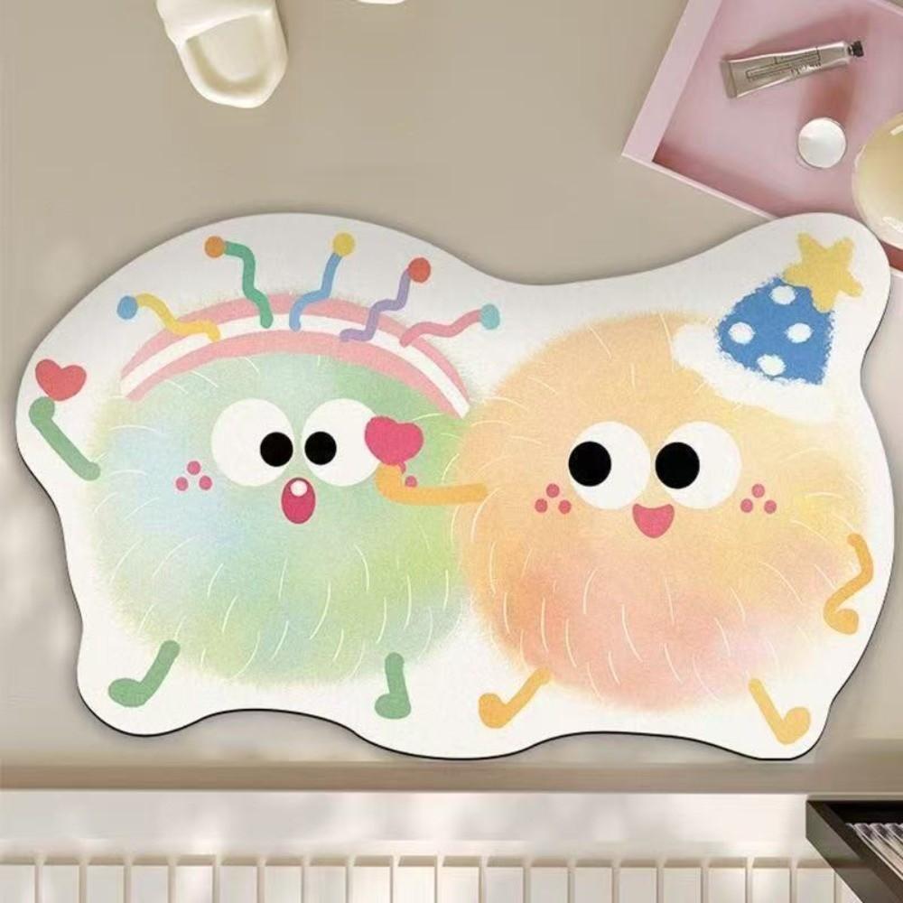 Cute 40*60cm Bathroom Mat Cartoon Design Big Eyes Diatom Mud Mat Quick Dry Bathroom Carpet Bathroom Use