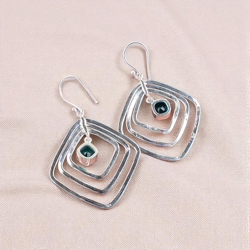 Apatite Gemstone 925 Sterling Silver Jewelry Handmade Drop/Dangle Earrings 2.44" EE-71-7