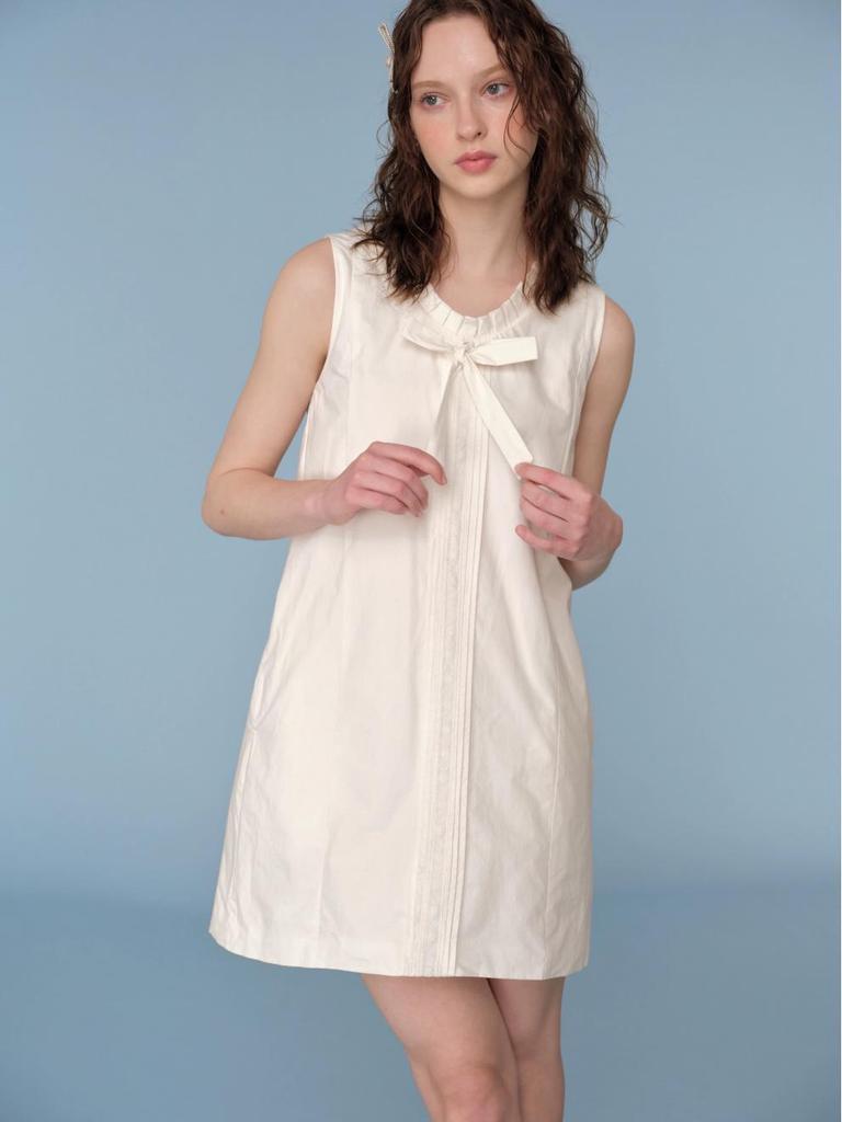 2025 Romantic Bow-Decorated Sleeveless Dress for Spring/Summer - European & American Style