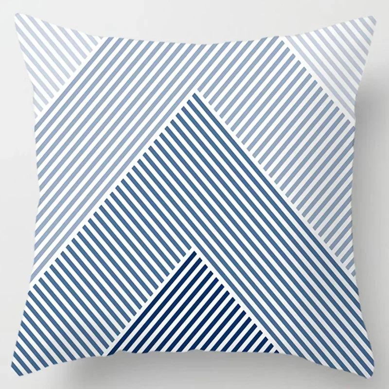 Modern Simple Dark Blue Geometric Pillowcase Home Sofa Cushion Cover