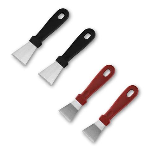 Golspia Kitchen Scraper, Cleaning Spatula, Removes Oil and Burnt Stains, Small, 4-Piece Set, Black and Red