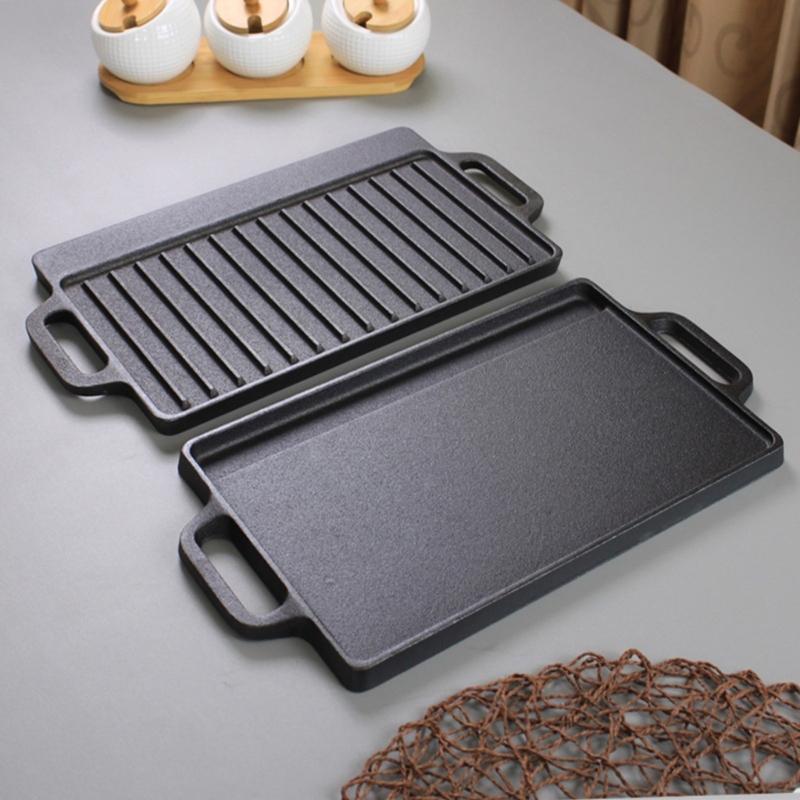 Professional Wrought Iron Reversible Grill Griddle Pan with Handle Perfect For Stovetop Oven Camping Even Heating