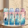 1PC Ocean Wave Watercolor Abstract Art 750ml Color Plastic Sports Water Bottle Leakproof Flip Straw Lid Suitable for Sports Office Home Use