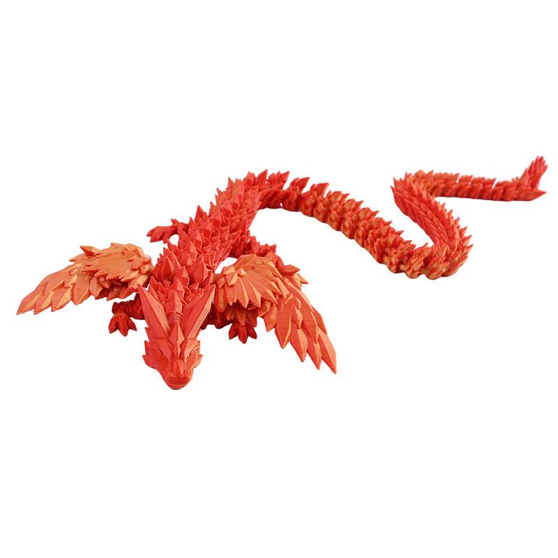 60Cm 3D Printed Wing Dragon Model Decoration Movable Joint Fidget Toy Rotatable Articulated Desktop Ornament Toy Crafts Gifts