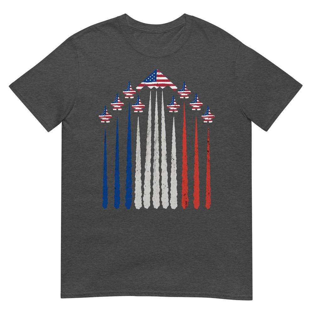 Patriotic Fighter Jets Usa Flag Red White Blue 4th Of July Tshirt