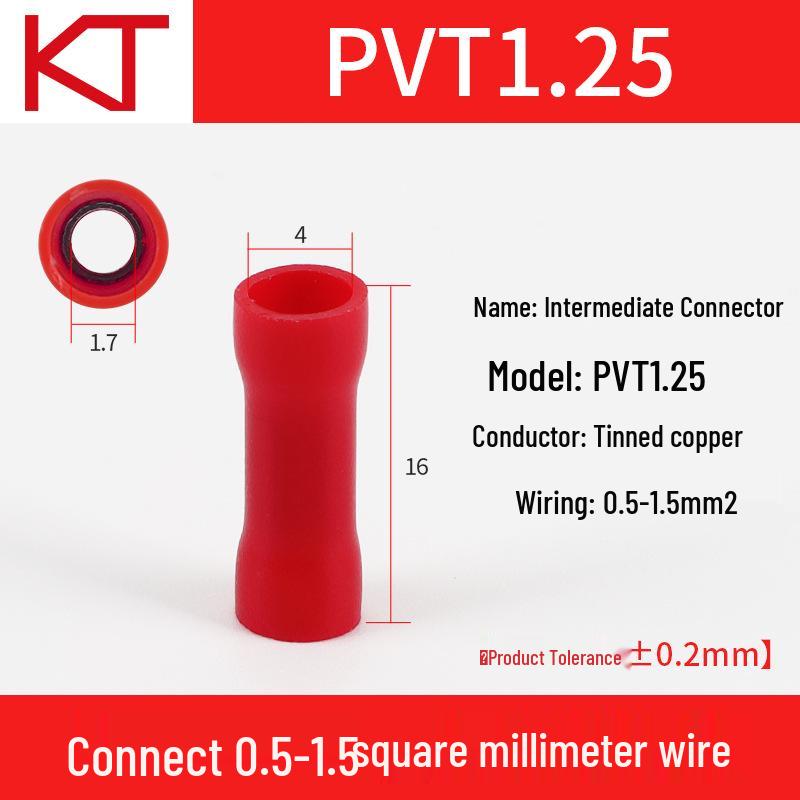KT KST Purple Copper Fully Insulated Cold Crimp Terminal: PVT1.25/2/5.5 Short Type Intermediate Joint