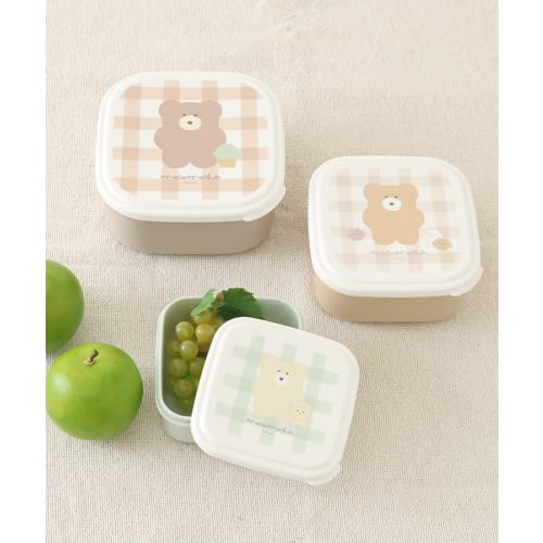 Coolia Mokomoka Antibacterial 3-Piece Nesting Lunch Box, Square, Mokomoka and Friends, 695102