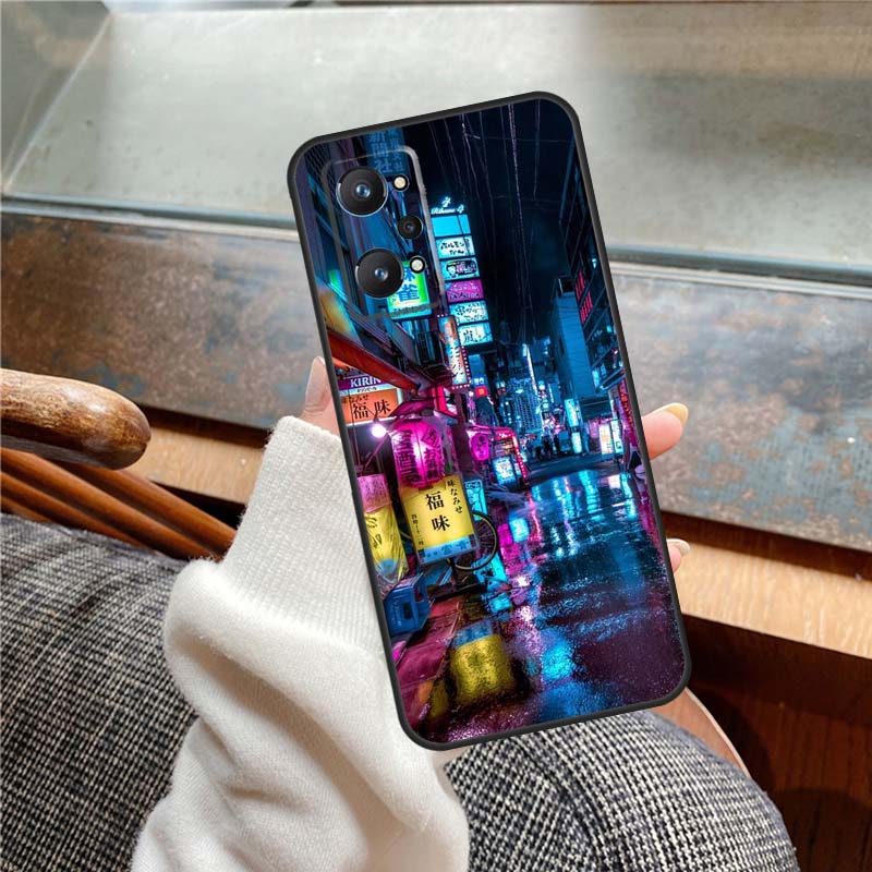 Japanese Night City Aesthetic Case For Realme 11 12 13 14 Pro Plus C53 C55 C51 C25 C63 C61 C65 C67 C71 C75 GT6 GT7 15 Pro