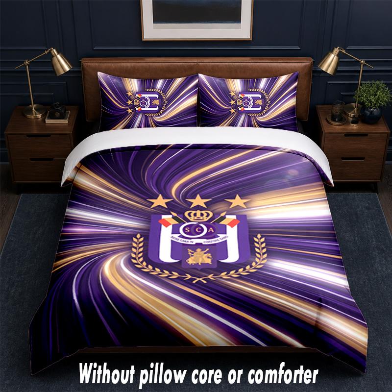 Anderlecht FC Design Bed Bedding Set 1 Duvet Cover + 2 Pillowcases Soft Breathable Household Bed Linens