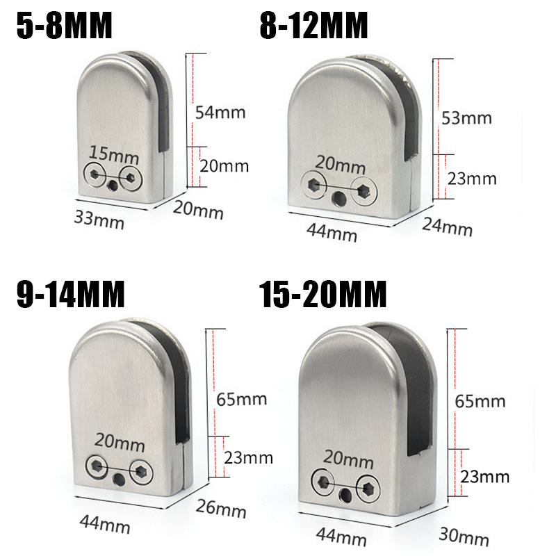 4pcs Stainless Steel Glass Clamp Adjustable Glass Bracket Fish Mouth Railing Glass Clip Durable Glass Fixed Sandwich Board