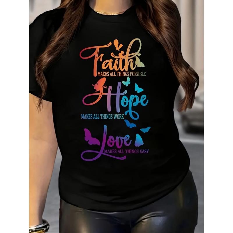 European Size Womens Letter Butterfly Print T Shirt Crew Neck Casual Short Sleeve Top Spring Summer Wear S чёрный