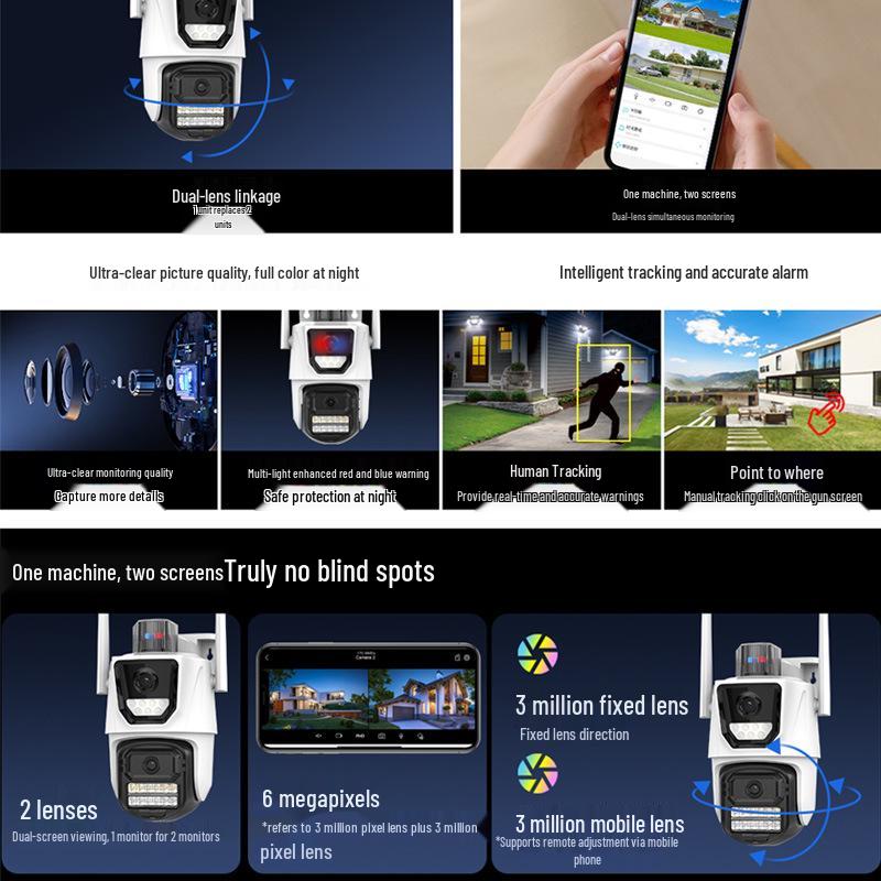 P17 Dual-Lens Outdoor Wireless Camera with ICSEE, High-Definition Mobile Remote Monitoring.