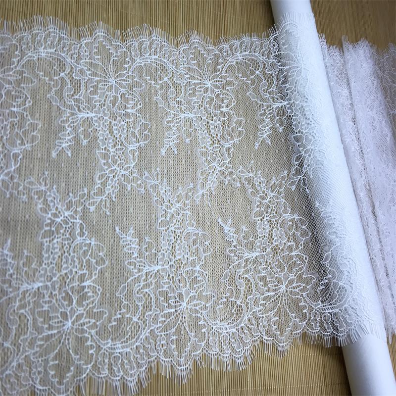 (6 Colors) 3 Meters French Chantilly Fabric Lace, Non-stretch Eyelash Lace Fabric for Lingerie, Underwear, Dress, Home decor, Crafting