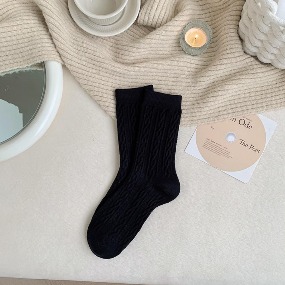 

Middle Tube Mid-tube Socks Keep Warm Knitted Socks Comfortable Warm Stockings Winter чорний