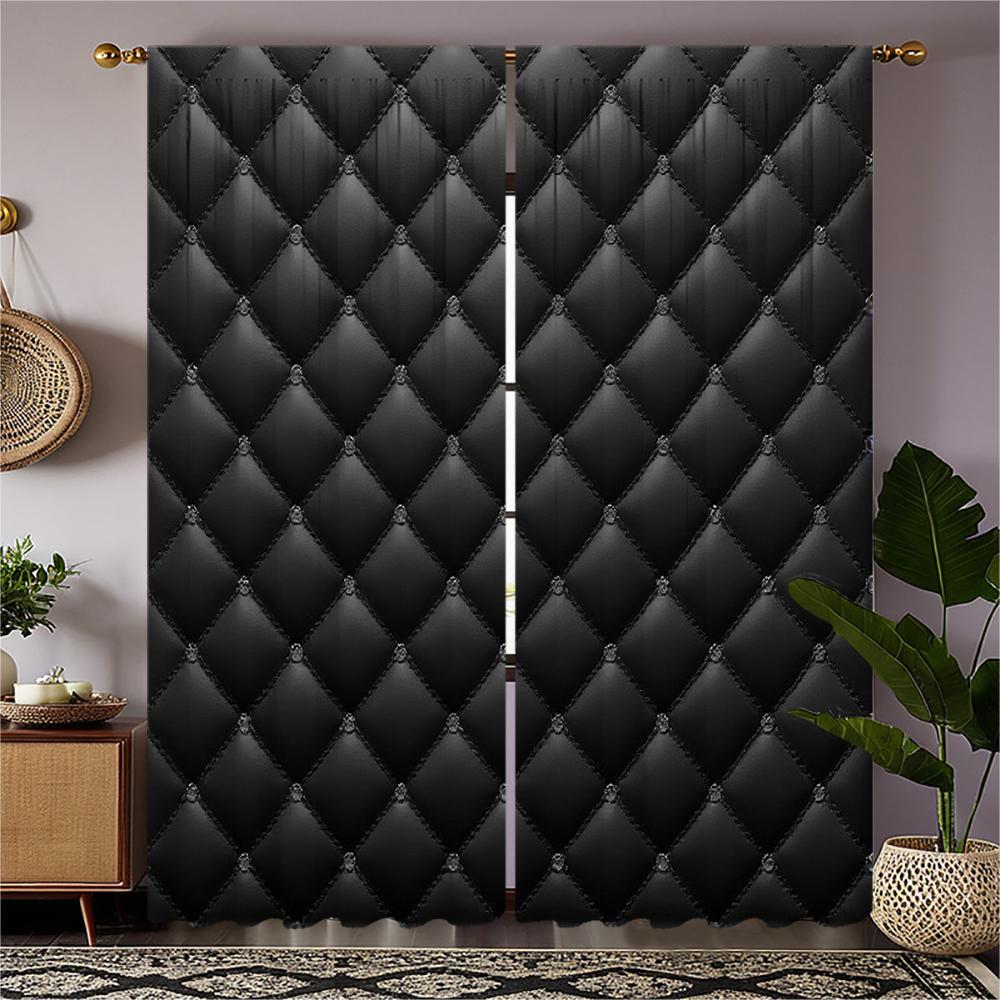 

Piece Set High Definition Digital Printed Curtainblack Quilted Style Curtainhome Decoration Curtain Made Of Polyester Washable W100*H70(CM)-Rod Pocket&2PCS