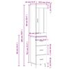 White Highboard 13.6  X 13.4  X 70.9  (W X D X H) Particleboard