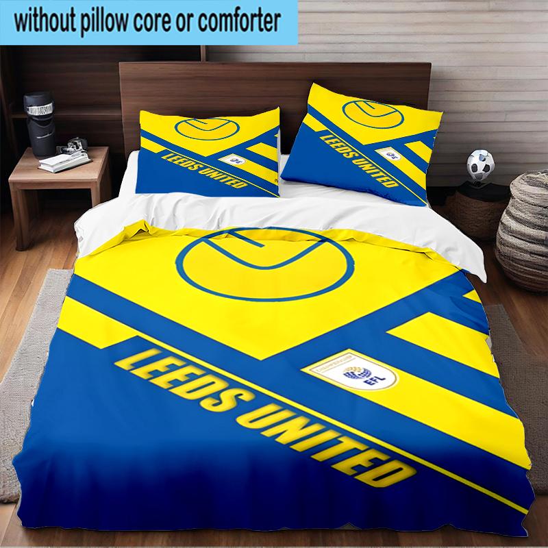 Leeds United Crest Design 3PCS Bedding Set 2D Printing (Includes 1 Duvet Cover + 2 Pillowcases Coreless), Bedroom decor,Fan Gift