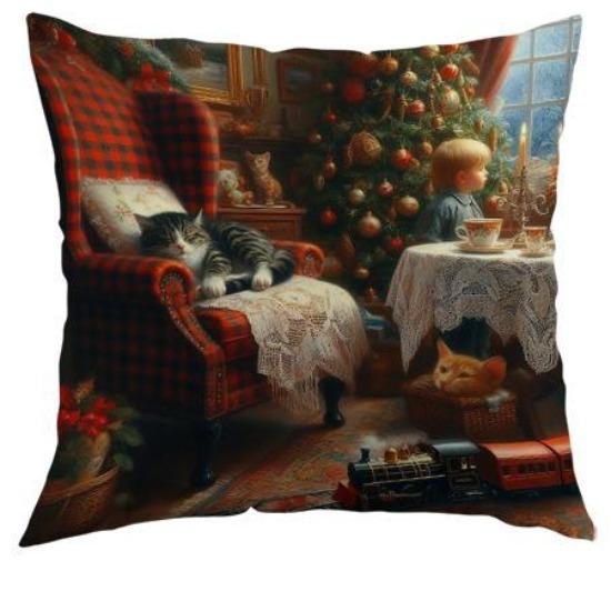 

Рождественская наволочка Праздничное украшение Стиль масляной живописи Реалистичная наволочка для диванной подушки Подушка для спальни 45*45cm