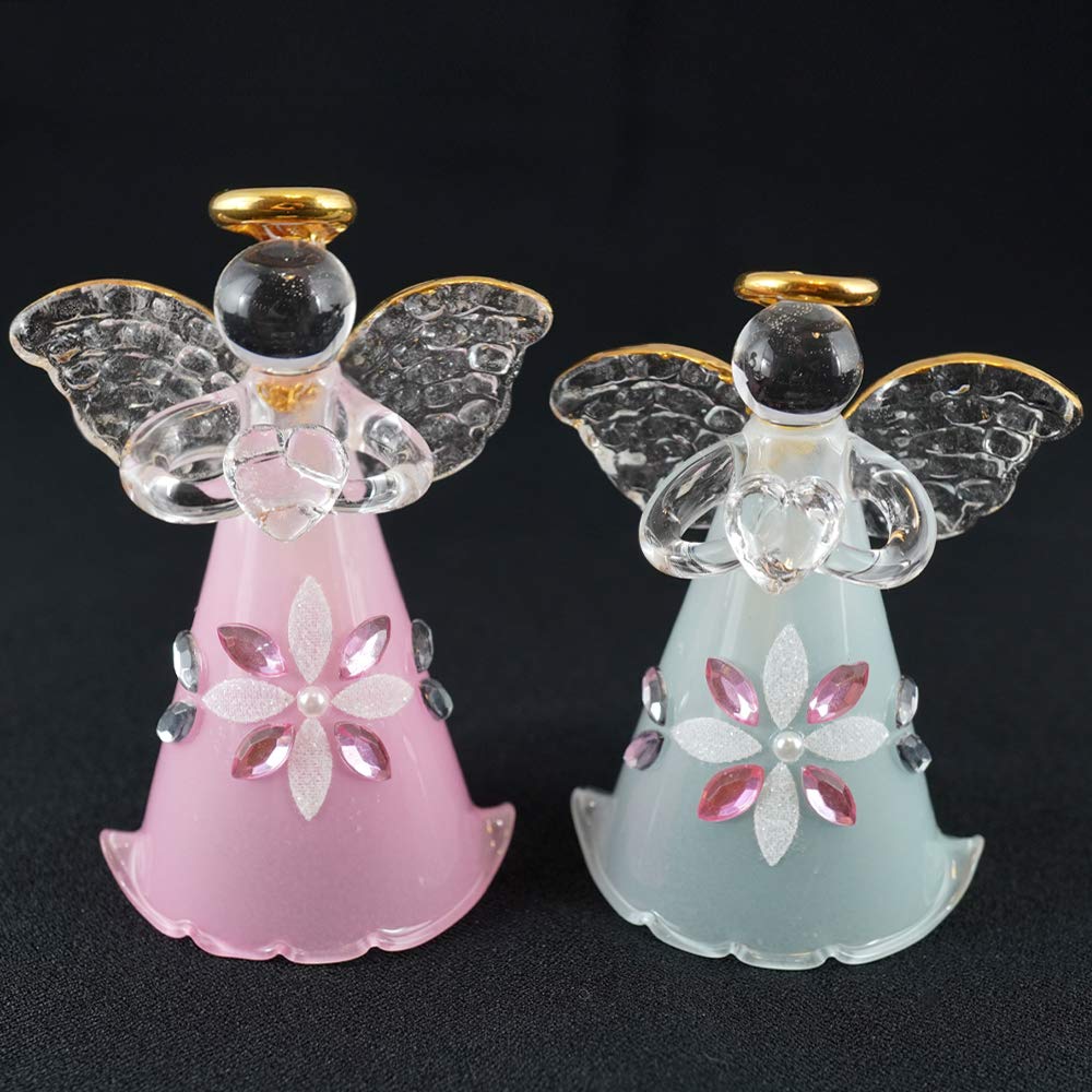 Fourcart Cute Handmade Glass Little Prima Angel Bell Set of 6