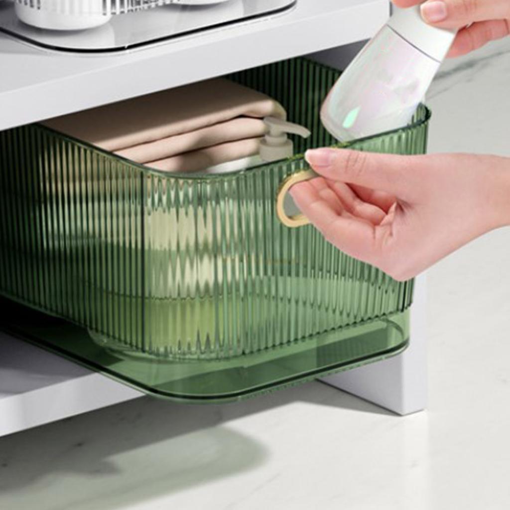 Desktop Storage Basket Transparent Green Acrylic Storage Bin for Skincare Products Cosmetics
