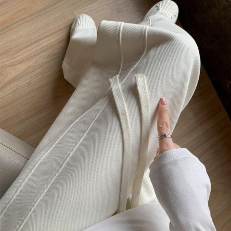 

Простые спортивные брюки для женщин на весну и осень, с высокой посадкой, драпирующиеся, свободные, прямые, повседневные спортивные штаны, широкие брюки-бананы XXL