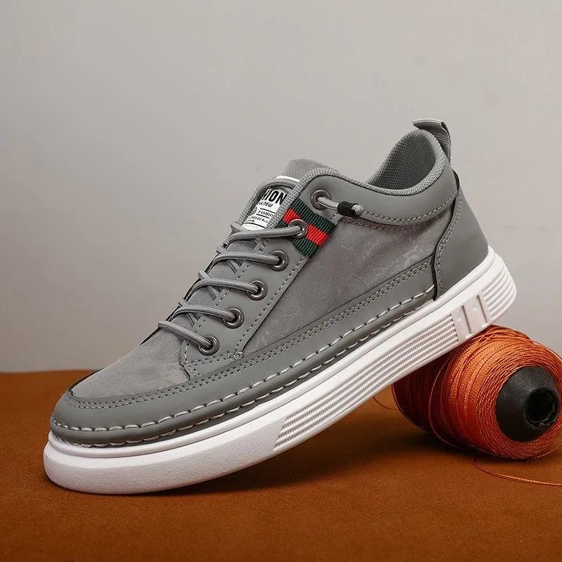 Горячая Распродажа Мужские Кроссовки Модный Бренд Повседневная Обувь Для Мужчин Дышащие Универсальные Теннисные Кроссовки Высококачественная Кожаная Мужская Обувь 39 серый