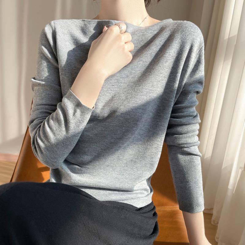 Women's wool pullover Qinghe cashmere 50% silk 50% wool spring and summer wool soft, comfortable and warm