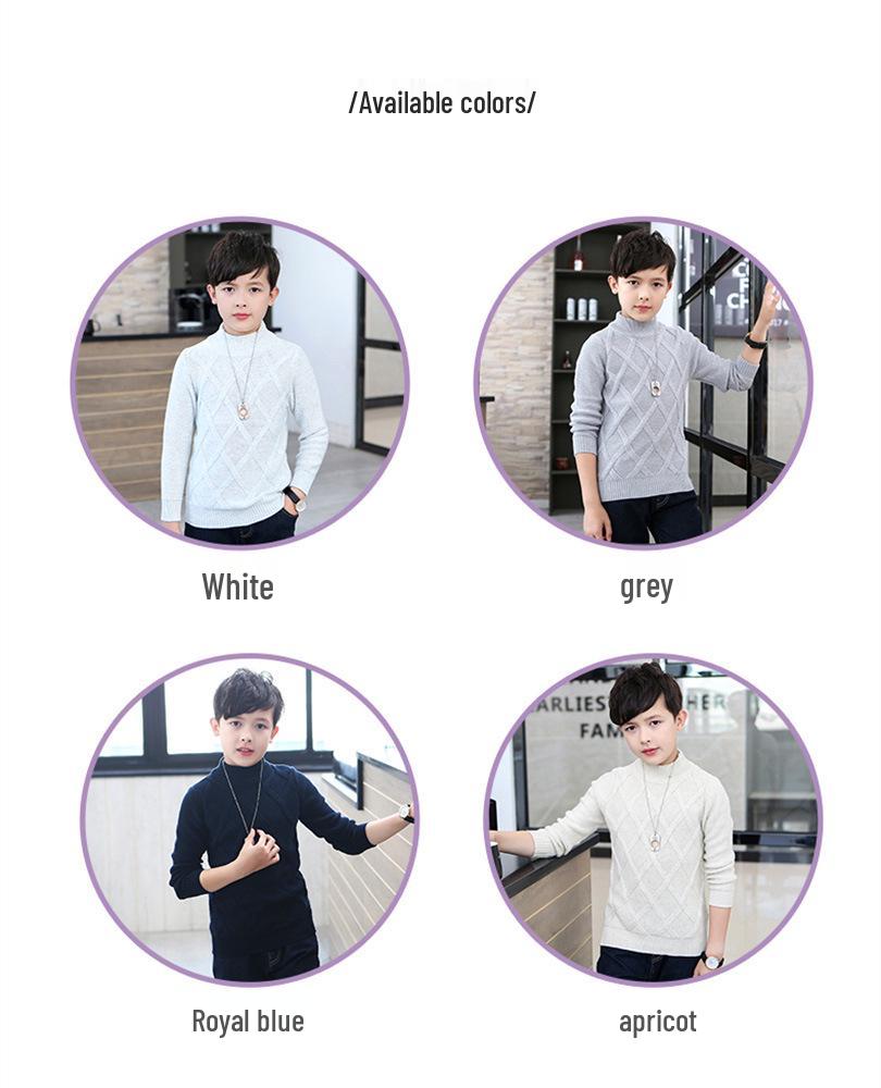 Korean Style Solid Color Fleece Knit High Neck Baby Pullover Sweater