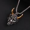 Golden Horn Prajna Pendant, Men'S Ghost Mask Necklace Halloween Gift
