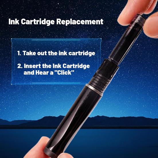 Fountain Pen Retractable 0.38mm Blue Ink Transparent Barrel Fine Nib Fountain Pen