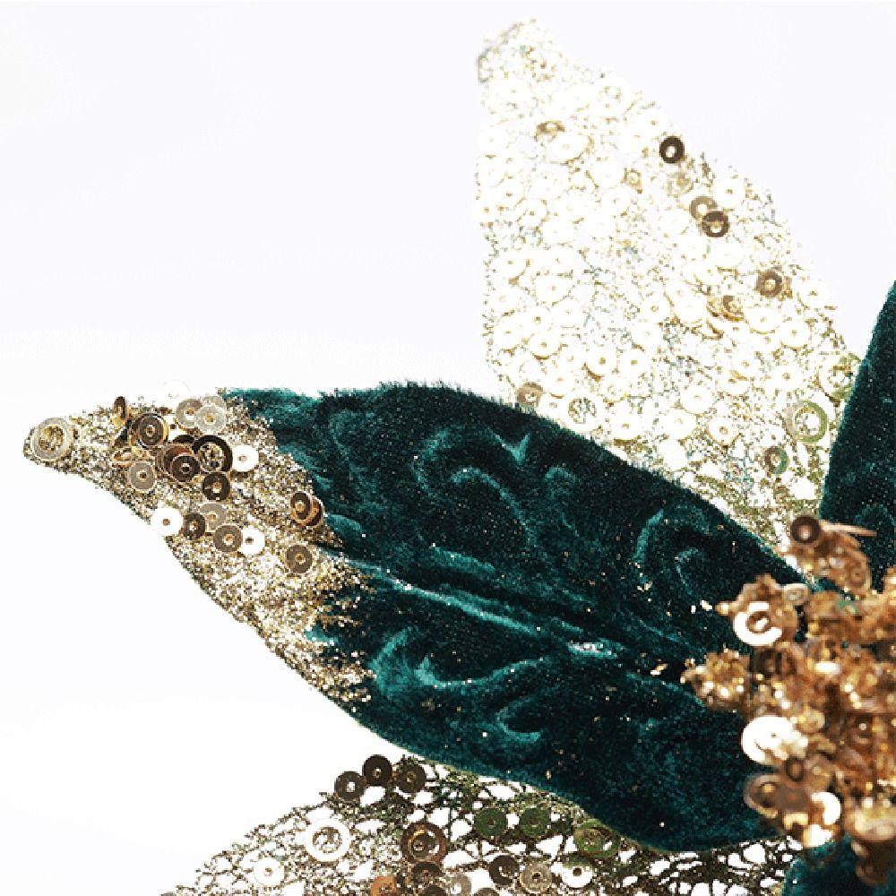 Glitter Christmas Glitter Artificial Flowers Large 30cm with Stems Xmas Tree Flowers Ornaments Cute Creative