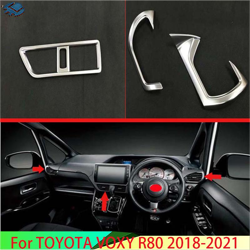 For TOYOTA VOXY R80 Right Hand Drive 2018- ABS Chrome Matte Air Vent Outlet Cover Dashboard Trim Bezel Frame Molding Garnish
