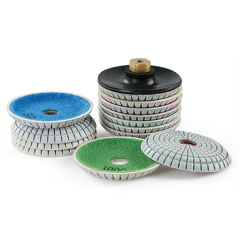 7Pcs Professional 100mm Metal Resin Wet Polishing Pad Set For Marble Stone Tile Grinding Finishing Polishing