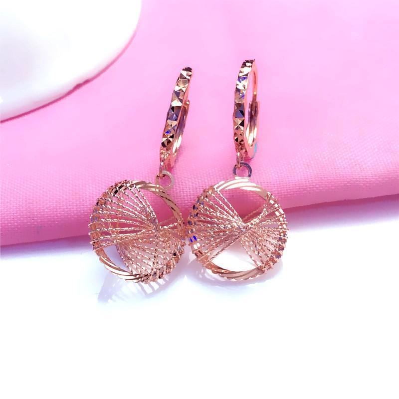 Фиолетовые Золотые Матовые Полые Круглые Серьги Модные Иностранный Газ Покрытые Серьги из Розового Золота