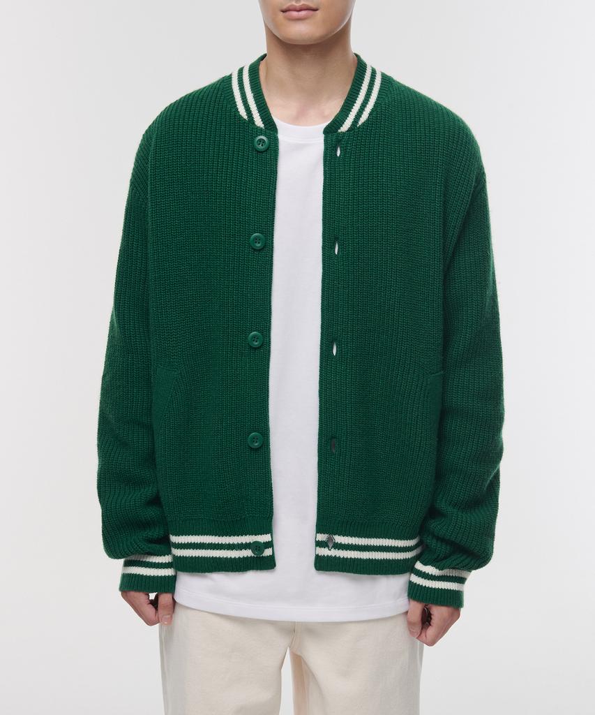 Musinsa Standard Varsity Knit Cardigan [Green/Cream]