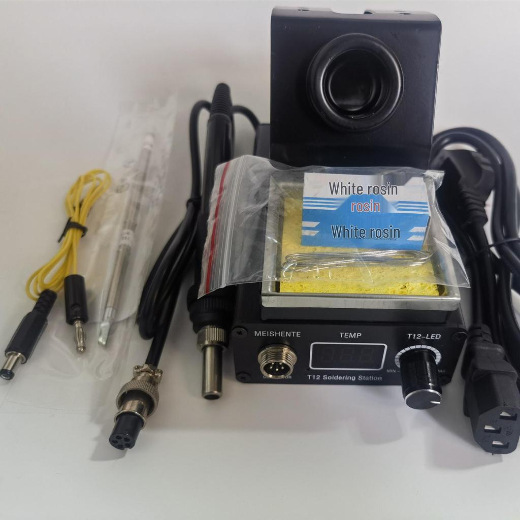 T12 Soldering Station: High-Power Digital Electric Iron with Adjustable Temperature, Sleep Mode, and Cabbage White Light, Featuring T12 Soldering Tip.